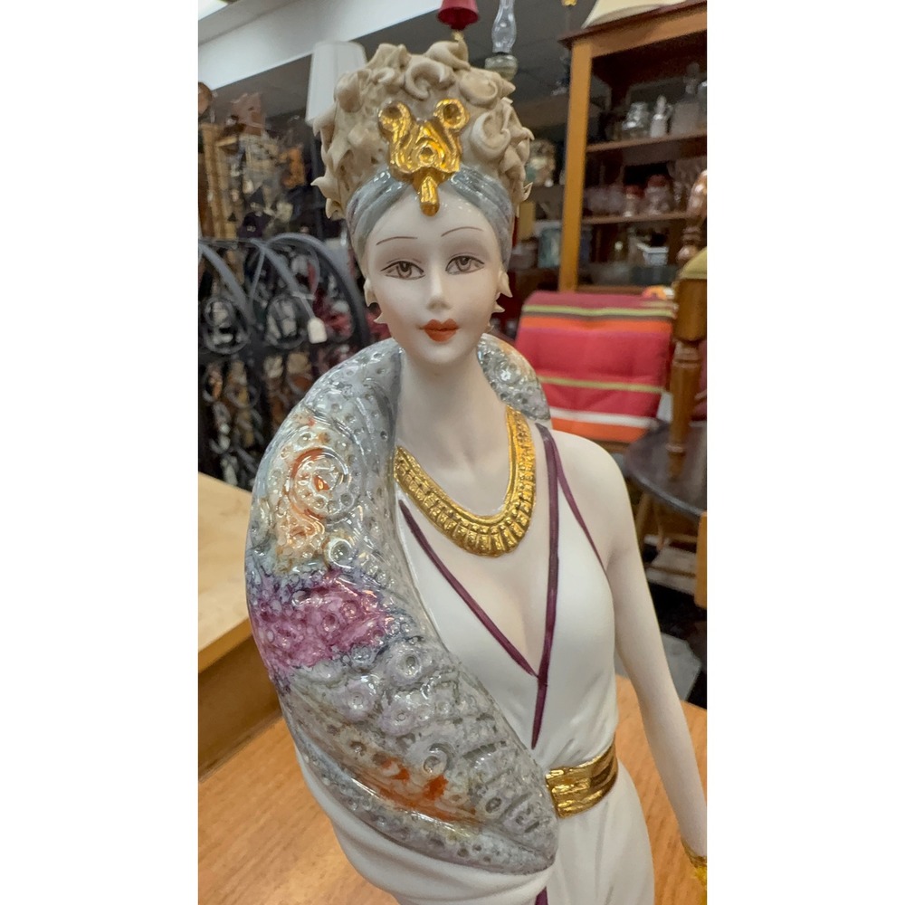 Vittorio Sabadin Italian Porcelain Art Deco Lady Figurine Vintage 15.5"